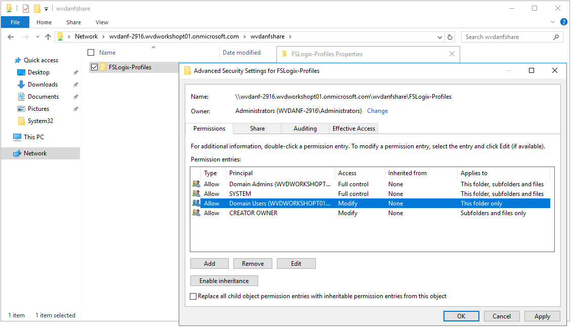 ANF - FSLogix Permissions