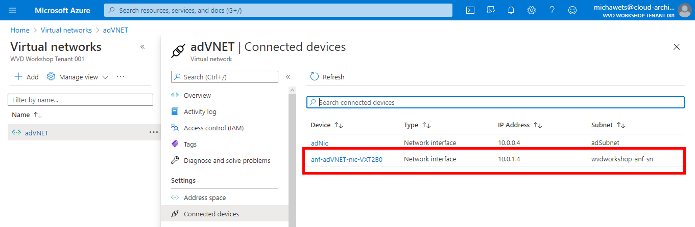 Add Volume - NIC in VNET