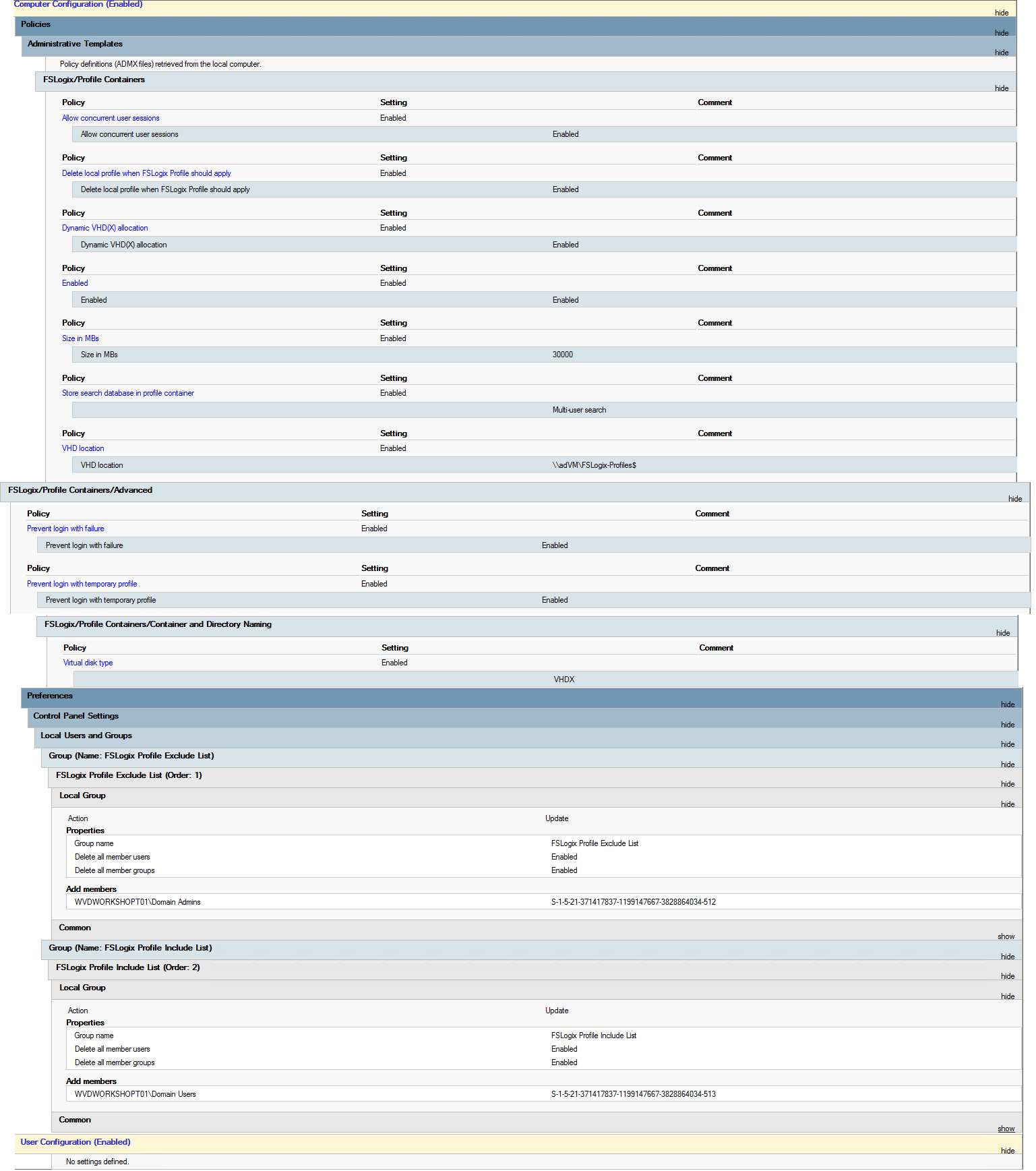 Create FSLogix Policy